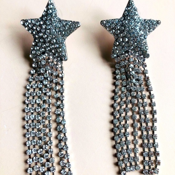 BARBIE Core Silver Star Crystal Fringe Earrings - Picture 4 of 4